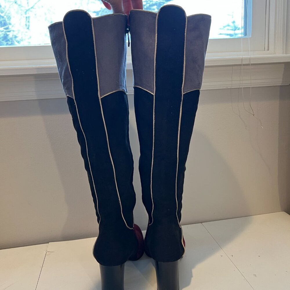 Ann Creek 'Manuel' Faux Suede Black, Burgundy & Grey Knee High Boots, Size 8.5M - Picture 11 of 16